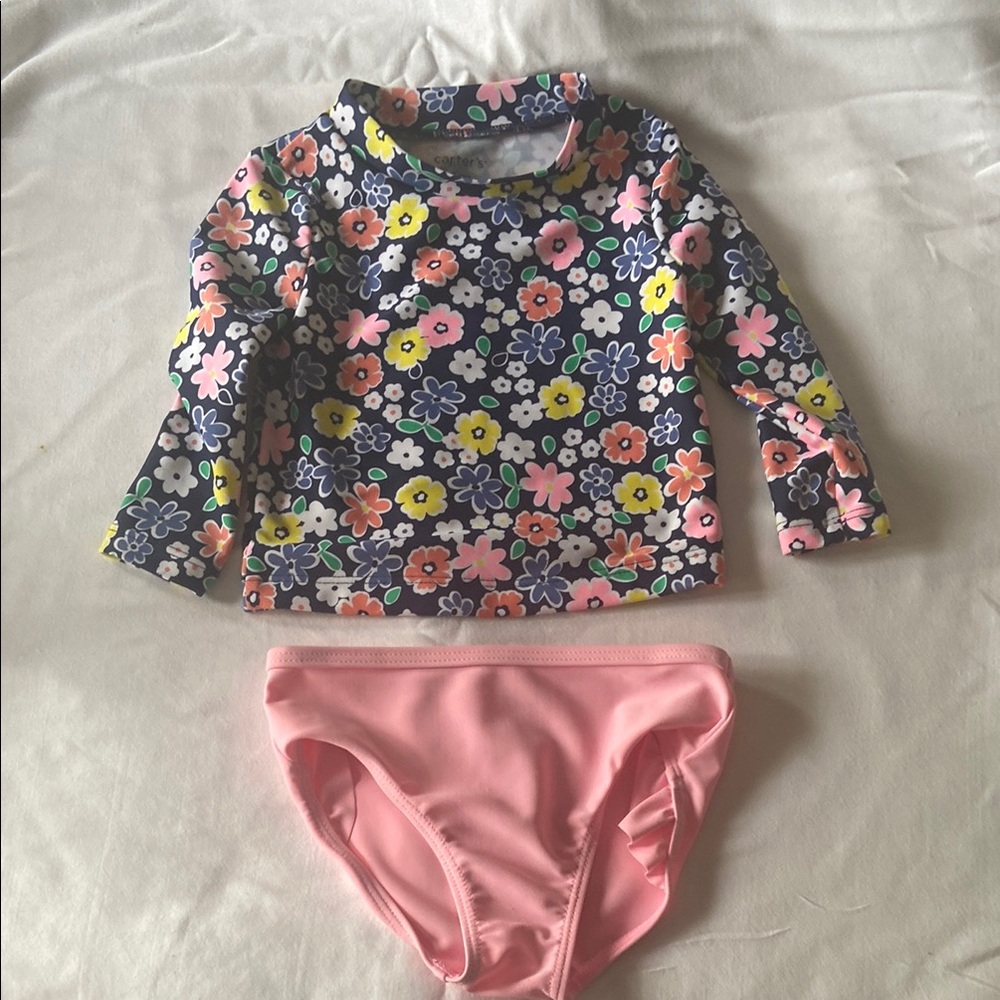 Floral Long Sleeve Kids Swim Set
